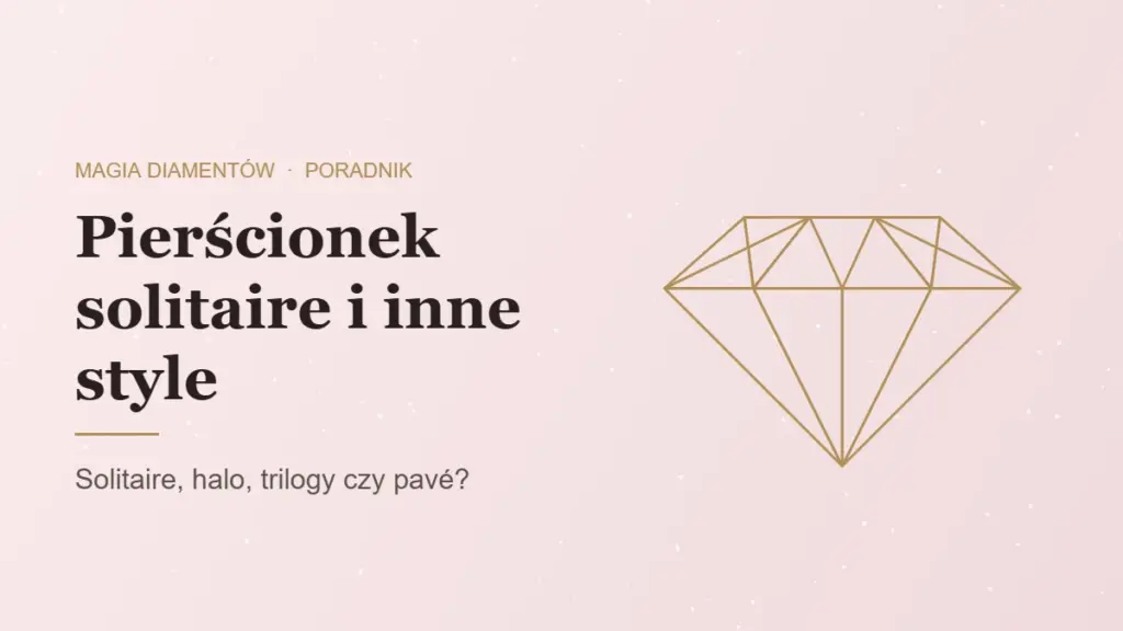 Pierścionek solitaire, halo, trilogy i pavé, style pierścionków zaręczynowych, poradnik Magia Diamentów