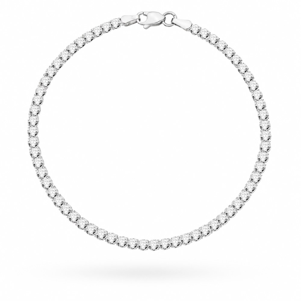 Bransoletka tenisówka w białym złocie z cyrkoniami - 2,7 mm